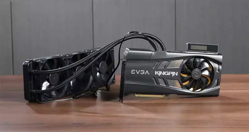 EVGA GeForce RTX 3090 with flip-up LCD overclocked to 2.58GHz