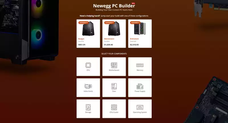 Newegg's new "PC Builder" tool is nice, but I still prefer PCPartPicker