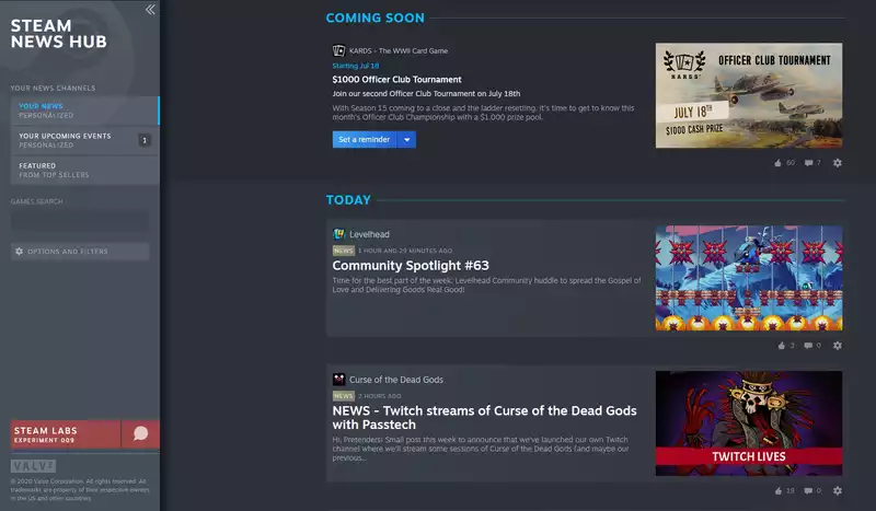 Steam's customizable news hub gets a major update ahead of full launch