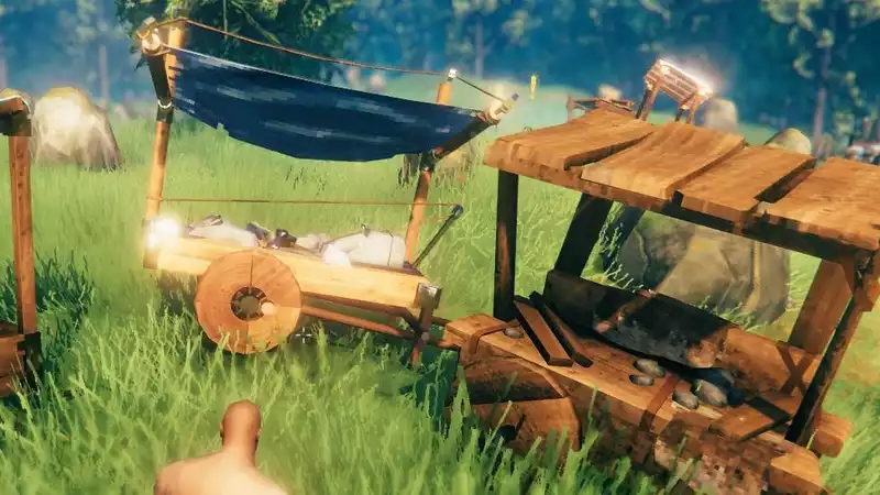 This Valheim cart mod can take your craft table into the wilderness.