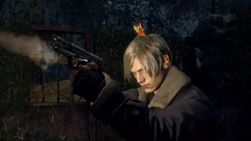 Resident Evil 4" Ashley converted into a bloodthirsty rat, living in Leon's hair.