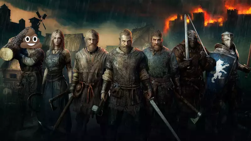 The relaunch of this defunct medieval survival MMO is greeted with 95 crying and laughing emojis, 74 poop, 62 clowns, 42 letters spelling S-C-A-M, and 35 optimistic thumbs up.