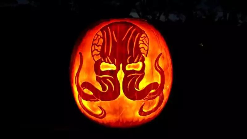 Baldur's Gate 3 fans carving Halloween pumpkins.